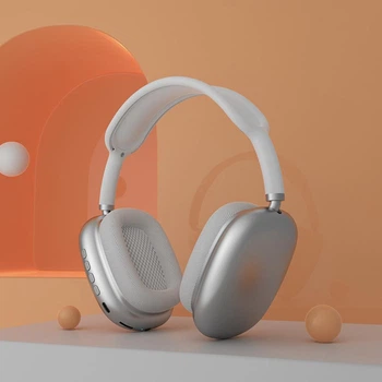 Наушники P9 Max Bluetooth Беспроводные наушники с аккумулятором 400мА/ч Спортивные с поддержкой карты памяти Серебристый