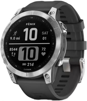 Zegarek sportowy Garmin Fenix 7 47 mm Silver with Graphite Band (010-02540-01)