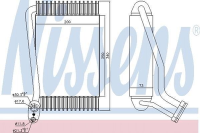 Випарник NISSENS 92143 Audi A4, 80 8D1820103A, 8D1820103E, 8D1820103F