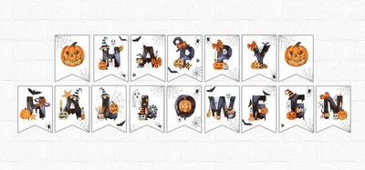 Гірлянда на свято Хелловін / Halloween "Гарбуз. Happy Halloween"
