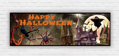 Паперовий плакат - розмальовка на Хелловін / Halloween "Чорний привид" 30х90 см