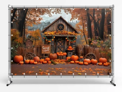 Банер на Хелловін / Halloween "Осінній декор з гарбузами" розмір 2х3м. З люверсами.