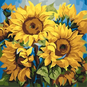 Картина по номерам. (Подсолнухи) (артикул AS2147) размер 30x30 см.