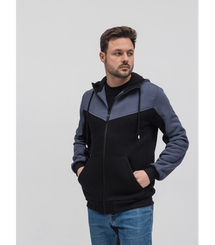 Теплая комбинированная кофта на молнии - HECTOR - 30463 - XXL - Черный/Grey
