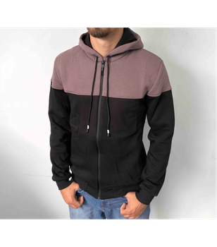 Тепла чоловіча комбінована кофта на застібці - HECTOR - 30467 - XL - Sweet Lilac/Чорний