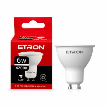 Світлодіодна LED лампа ETRON 6W MR16 4200K 220V GU10 денне світло