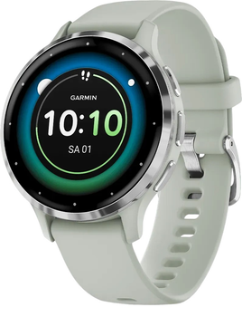 Smartwatch Garmin Venu 3S Silver Stainless Steel Bezel with Sage Gray Case and Silicone Band (010-02785-01)