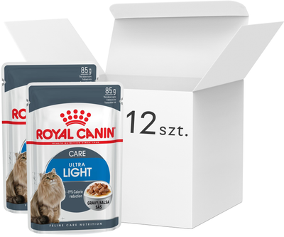 Упаковка вологого корму для кішок з надмірною вагою ROYAL CANIN Ultra Light шматочки в соусі 12 x 85 г (9003579308707)