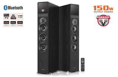Колонки 2.0 REAL-EL S-2070 black (150W, Bluetooth, USB ﬂash, FM, Karaoke, Opt, coax, ДК)
