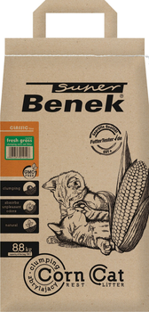 Żwirek dla kotów zbrylajacy Super Benek Corn Cat Kukurydziany Świeża Trawa 14 l (5905397019107)