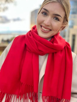 Осінній шарф палантин Cashmere 200*70 см червоний