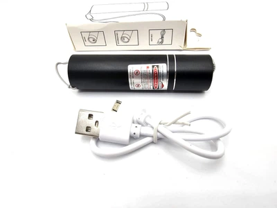 Лазерна вказівкаміні акумулятора USB 5мВт червоний лазер/Laser дальність до 500м 650nm Чорний корпус