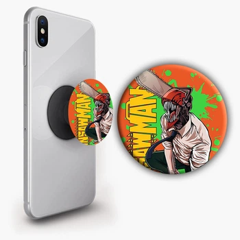 Держатель для телефона PopSockets Аниме Человек бензопила #08 Черный