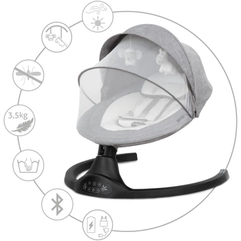 Дитячий музичний заколисуючий шезлонг-гойдалка Kidwell Luxi dark melang/black