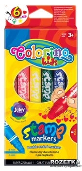 Фломастеры Colorino Fibre Pens двухсторонние 6 цветов 6 шт (36122PTR)