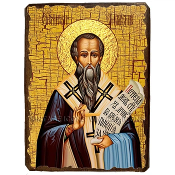 Ікона Мирон Критський Святитель Єпископ, ікона на дереві 130х170 мм (2391-1)