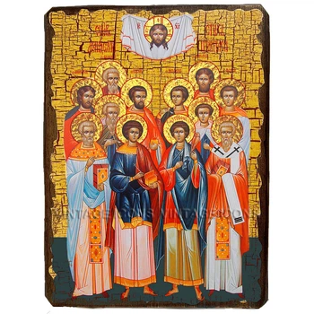 Икона Собор 12-ти святых целителей ,икона на дереве 130х170 мм (1846-1)