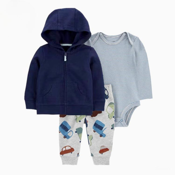 Дитячий комплект (толстовка + боді + штани) для хлопчика Carters 823616 61-69 см Різнобарвний