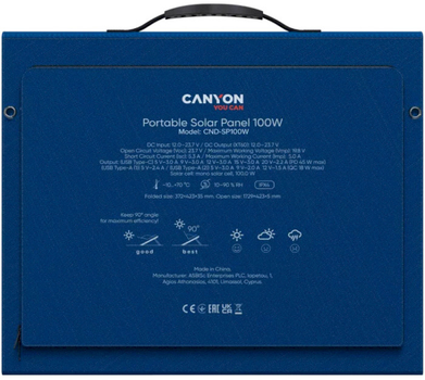 Сонячна панель Canyon SP-100W Blue (CND-SP100W)