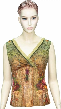 Блуза жіноча "Осіння розкіш" Michal Negrin з кристалами Swarovski, мереживом, бісером, вишивкою та квітковим принтом, ручна робота (р-L)