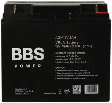 Akumulator BBS Power AGM12V18AH AGM VRLA 12 V 18 Ah