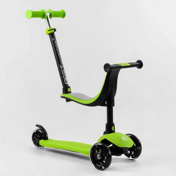 Самокат - беговел 3-в-1 с подсветкой Best Scooter до 50 кг зелёный PL-315
