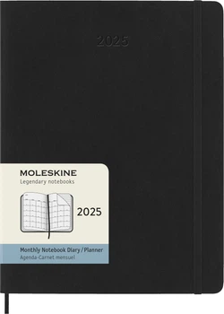 Ежемесячник Moleskine 2025 19 х 25 см 144 страницы Черный Мягкий (8056999270513)
