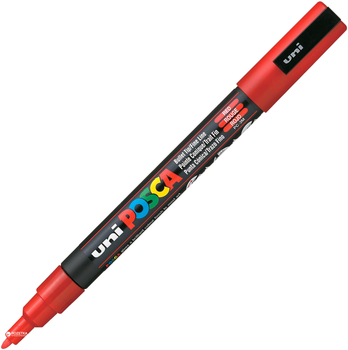Маркер-краска Uni Posca Красный 0.9-1.3 мм Черно-красный корпус (PC-3M.Red)