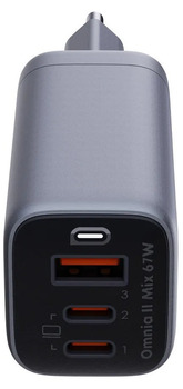 Ładowarka sieciowa Aukey Omnia II Mix USB-C PD 67 W PA-B6U Black (0689323786893)