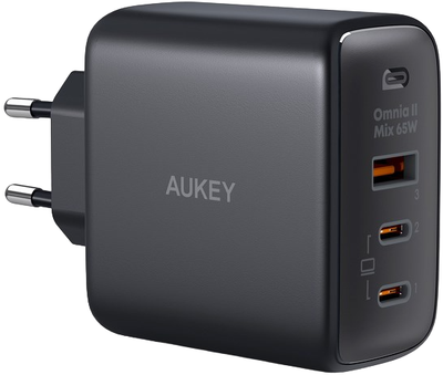 Ładowarka sieciowa Aukey Omnia II Mix USB-C PD 65 W PA-B6T Black (689323784783)