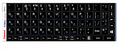 Нестираемая ламинированая наклейка на клавиатуру Best Key матовая непрозрачная ГОЛУБАЯ 13х13мм, 74 кл.