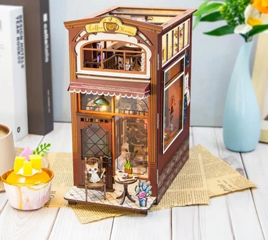 3D Книжный Румбокс Бук Нук "Coffee House/ Кофе Хаус" Миниатюрный Кукольный Домик Диорама DIY DollHouse Diorama Book Nook от HongDa (M513)