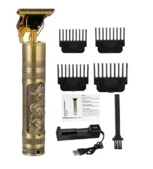 Профессиональный триммер для волос professional hair clipper T9, аккумуляторный, золотистый, зарядка от сети