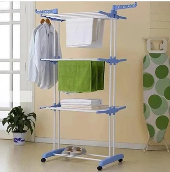 Многоярусная сушилка для белья, одежды Garment rack with wheels складная, вертикальная, 3 яруса