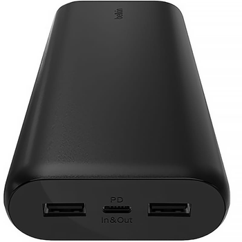 Powerbank Belkin BoostCharge 3-Port Compact Power Bank PD 20000 mAh 20 W Black (745883853953)