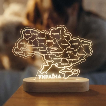 Ночник «Карта України» (Все областные центры), размер 18/13 см