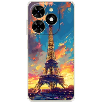 Силиконовый Чехол с Картинкой для Tecno Spark 20C Принт (Париж, Эйфелева Башня) (55354-ysm038)