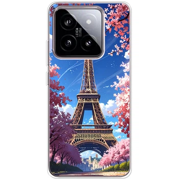 Силиконовый Чехол с Картинкой для Xiaomi 14 Принт (Париж, Эйфелева Башня) (50956-ysm036)