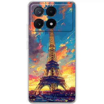 Силиконовый Чехол с Картинкой для Xiaomi Poco X6 Pro 5G Принт (Париж, Эйфелева Башня) (54938-ysm038)