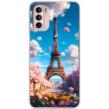 Силиконовый Чехол с Картинкой для Motorola G41 Принт (Париж, Эйфелева Башня) (45551-ysm035)