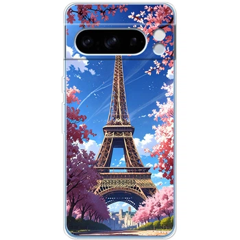 Силиконовый Чехол с Картинкой для Google Pixel 8 Pro Принт (Париж, Эйфелева Башня) (50548-ysm036)