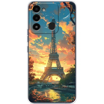 Силиконовый Чехол с Картинкой для Tecno Spark 8C Принт (Париж, Эйфелева Башня) (44426-ysm037)