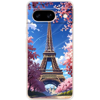 Силиконовый Чехол с Картинкой для Google Pixel 8A Принт (Париж, Эйфелева Башня) (56551-ysm036)