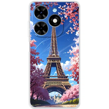 Силиконовый Чехол с Картинкой для Tecno Spark Go 2024 Принт (Париж, Эйфелева Башня) (55276-ysm036)