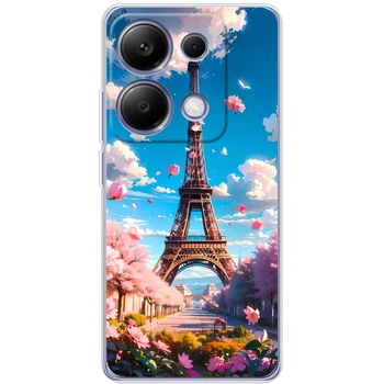 Силиконовый Чехол с Картинкой для Xiaomi Poco M6 Pro Принт (Париж, Эйфелева Башня) (55298-ysm035)