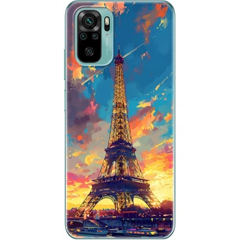 Силиконовый Чехол с Картинкой для Xiaomi Redmi Note 10 Принт (Париж, Эйфелева Башня) (42029-ysm038)