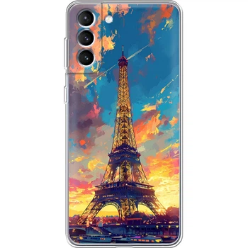 Силиконовый Чехол с Картинкой для Samsung Galaxy S22 (S901) Принт (Париж, Эйфелева Башня) (44180-ysm038)