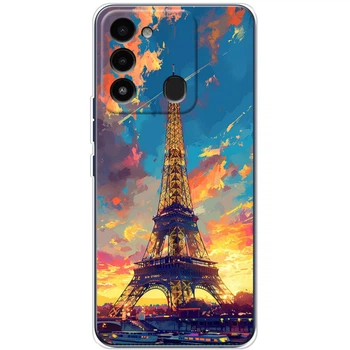 Силиконовый Чехол с Картинкой для Tecno Spark Go 2022 Принт (Париж, Эйфелева Башня) (44446-ysm038)