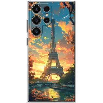 Силиконовый Чехол с Картинкой для Samsung Galaxy S24 Ultra Принт (Париж, Эйфелева Башня) (50955-ysm037)