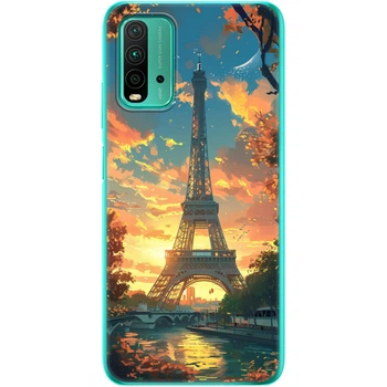 Силиконовый Чехол с Картинкой для Xiaomi Redmi 9T Принт (Париж, Эйфелева Башня) (41685-ysm037)